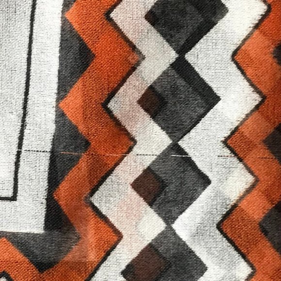 Vintage Burnt Orange Black Sheer Tribal Scarf - Picture 13 of 14